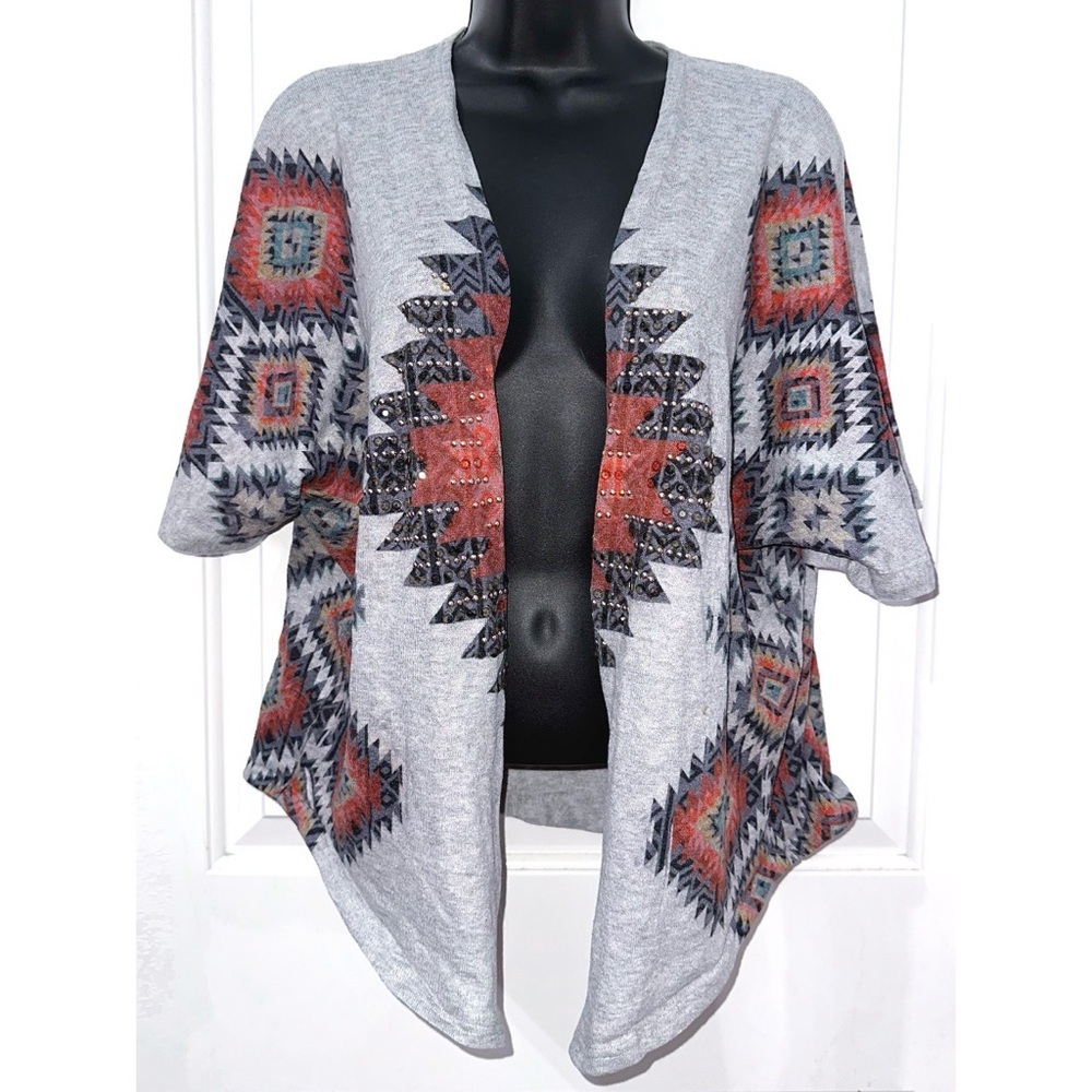 Vocal short sleeve dolman sleeve cardigan